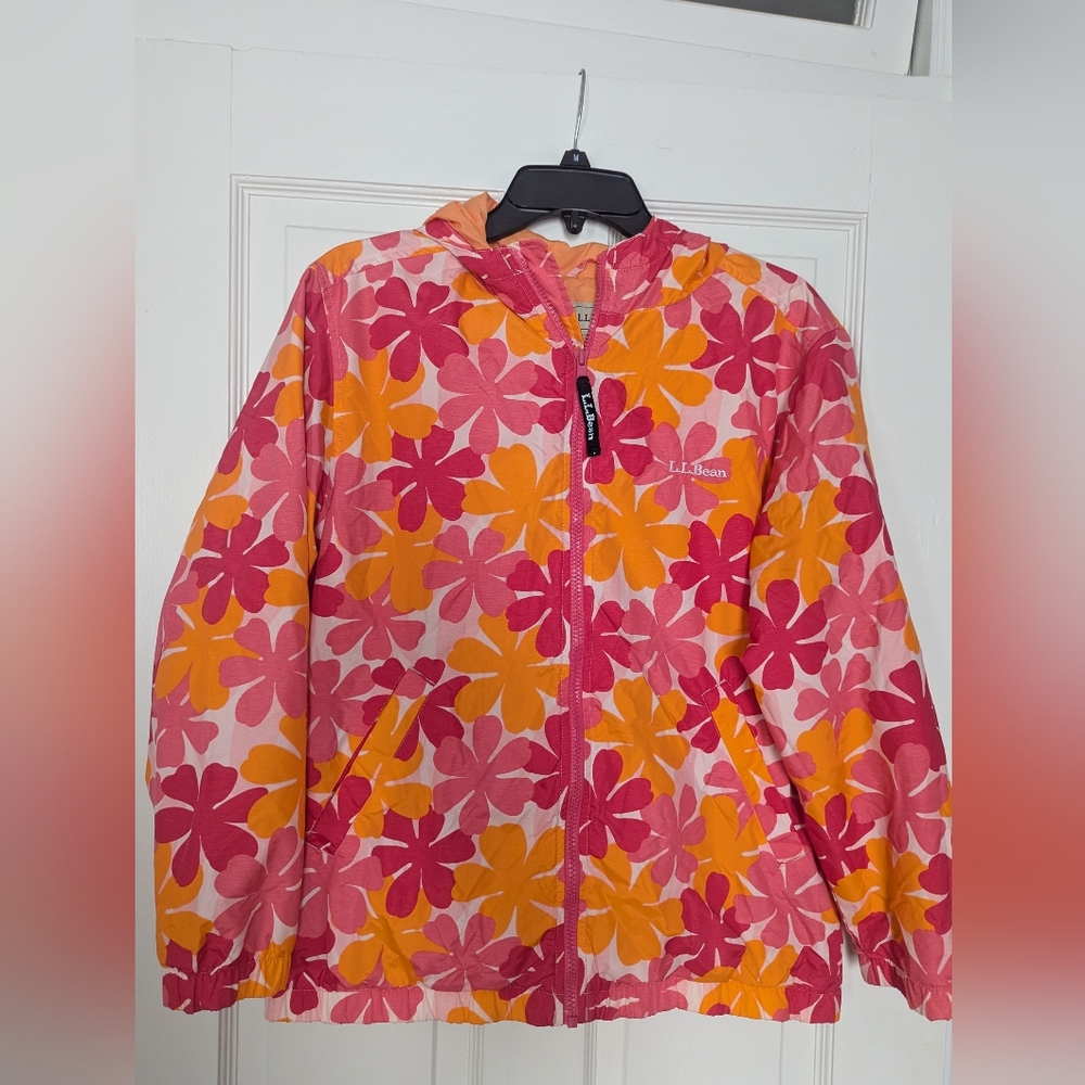L.L. Bean Kids Pink and Orange Floral Jacket